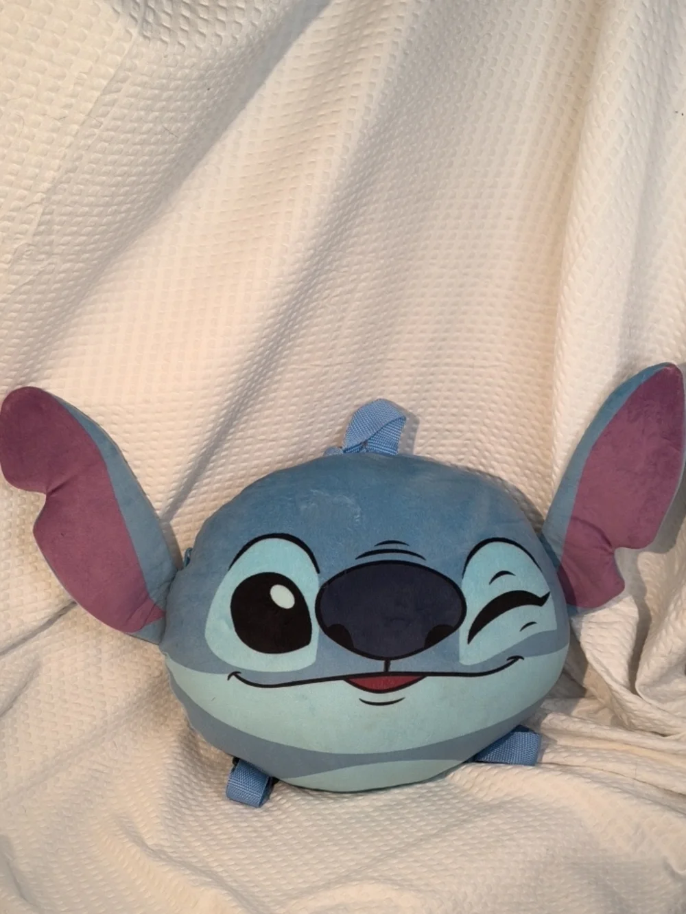 Disney Light Blue and Purple Stitch Plush Backpack Purse